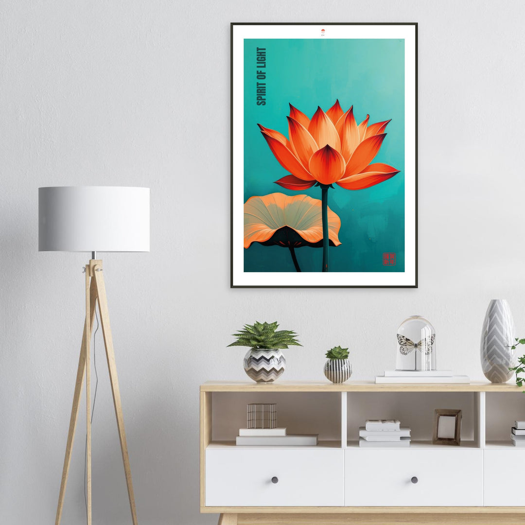 Cuadro minimalista japonés de la Flor de Loto, símbolo de pureza y renovación espiritual