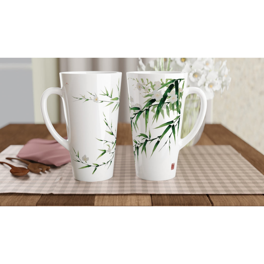 Elegante taza de cerámica Zen con bambú, apta para café o té