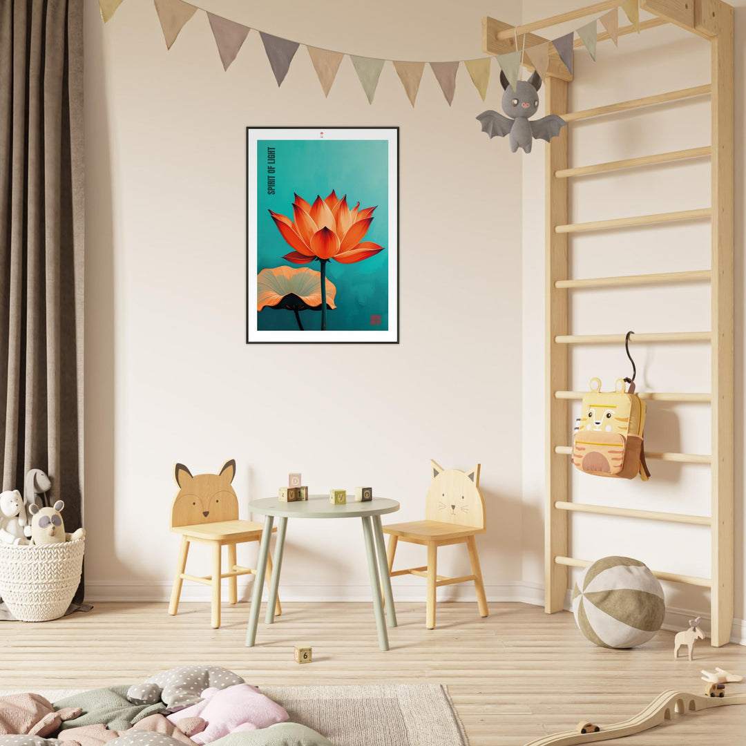 Cuadro minimalista japonés de la Flor de Loto, símbolo de pureza y renovación espiritual