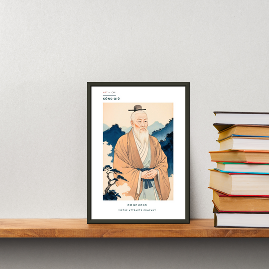 Lámina de Confucio, arte tradicional chino con cita filosófica, decoración oriental elegante para pared