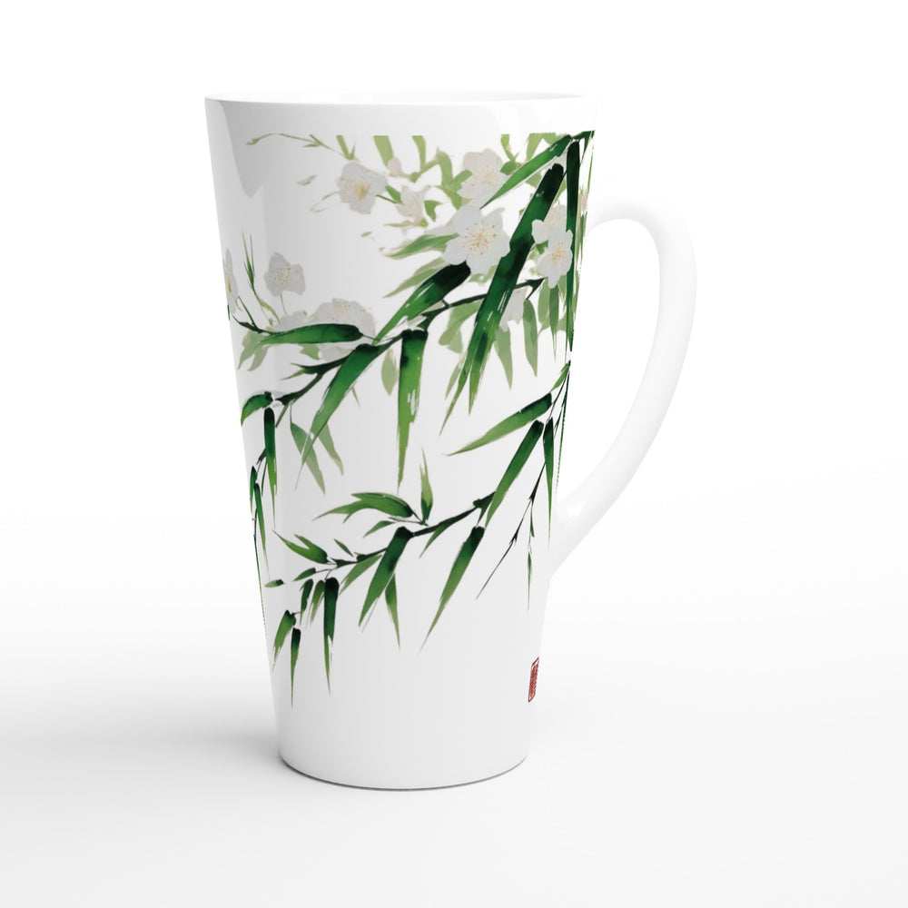 Elegante taza de cerámica Zen con bambú, apta para café o té