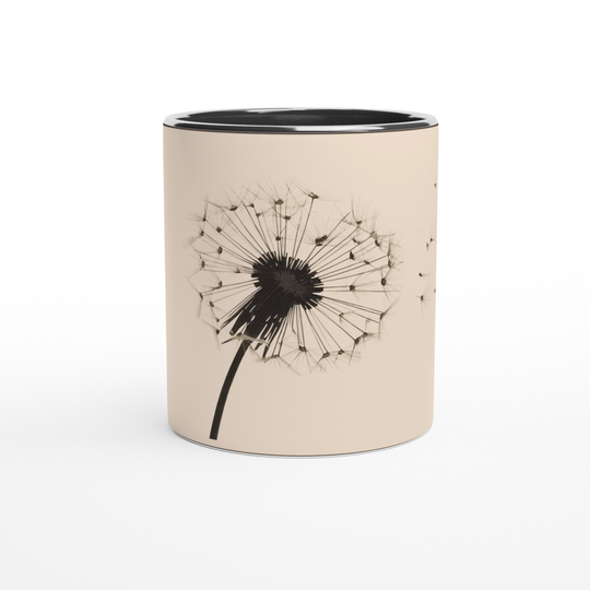 Taza floral  Diente de León estilo japonés | Diseño único en taza de cerámica de 11 oz