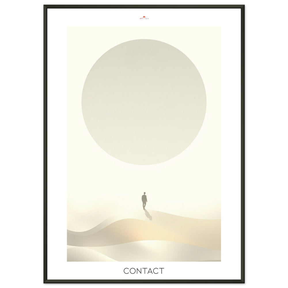 Lámina Feng Shui Contact, esfera de luz inspirada en la Esfera de Buga, diseño minimalista y espiritual. Sumi-e art o feng shui poster
