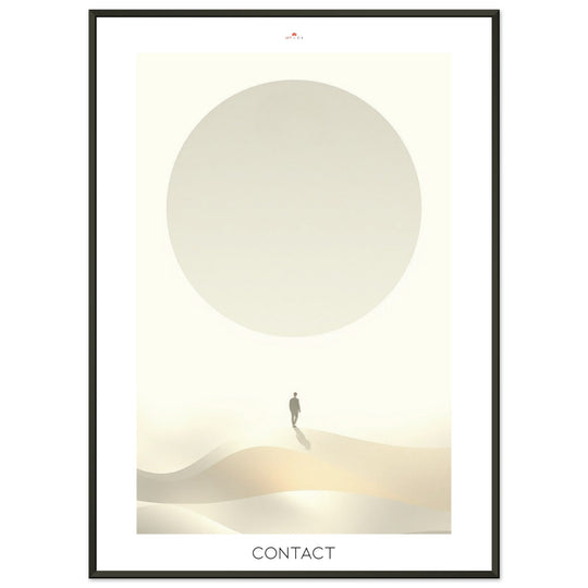 Lámina Feng Shui Contact, esfera de luz inspirada en la Esfera de Buga, diseño minimalista y espiritual. Sumi-e art o feng shui poster