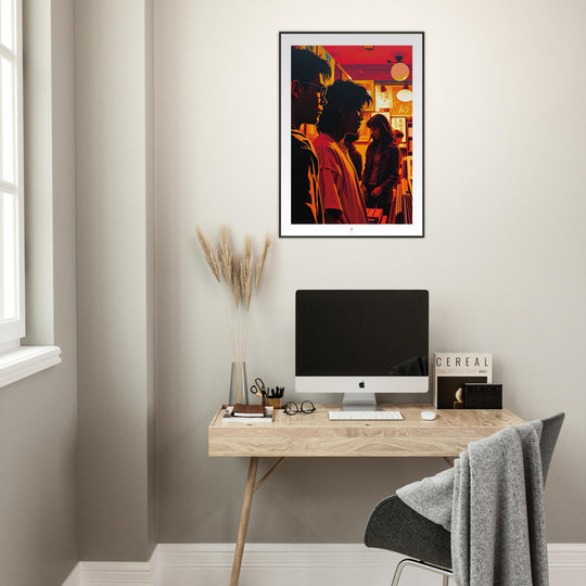 Lámina Noches de Vinilos, arte urbano retro inspirado en Tokio con estética de los años 80