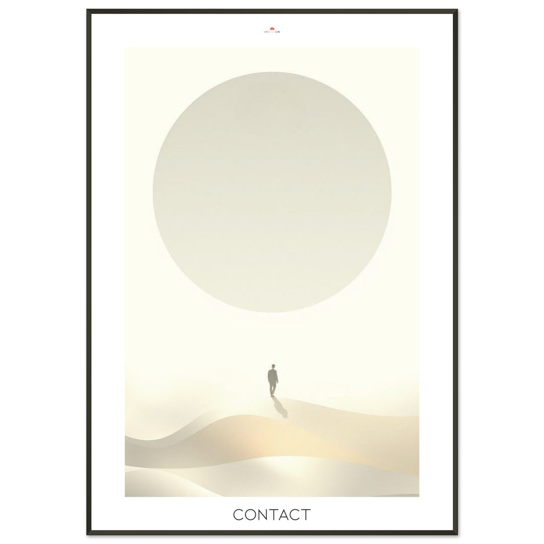 Lámina Feng Shui Contact, esfera de luz inspirada en la Esfera de Buga, diseño minimalista y espiritual. Sumi-e art o feng shui poster