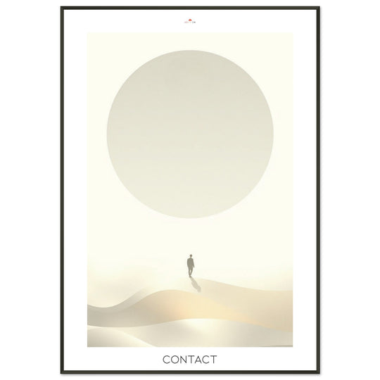 Lámina Feng Shui Contact, esfera de luz inspirada en la Esfera de Buga, diseño minimalista y espiritual. Sumi-e art o feng shui poster