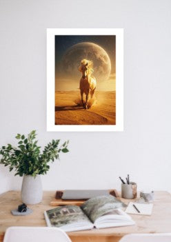 Póster de caballo Feng Shui dorado para oficina en  escritorio , arte mural simbólico de éxito, movimiento y determinación.