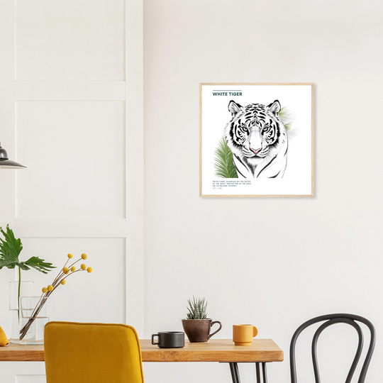 Lámina feng Shui Tigre Blanco | Arte japonés minimalista animales sagrados