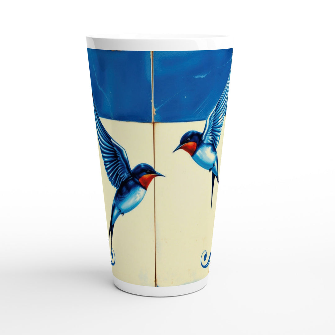 Taza grande de gondrinas de Portugal, simulando los azulejos