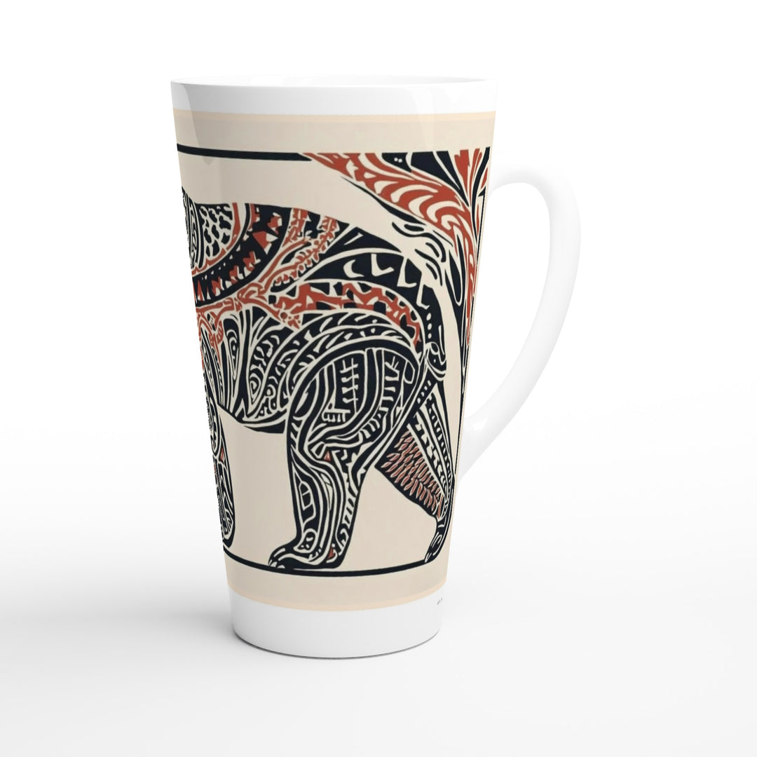 Tazas del Mundo | Arte Tribal de Groenlandia, taza alta con diseño étnico tribal inspirado en fauna del norte. Art and Chi