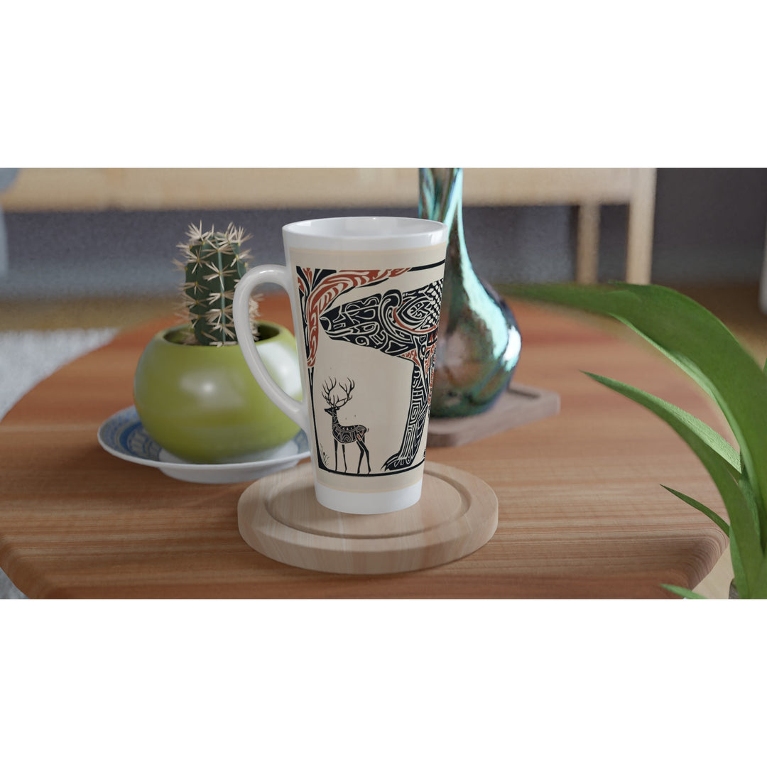 Tazas del Mundo | Arte Tribal de Groenlandia, taza alta con diseño tribal en escena decorativa con taza y platillo
