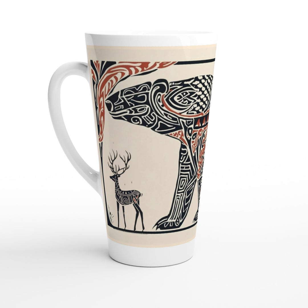 Tazas del Mundo | Arte Tribal de Groenlandia, taza alta con diseño étnico tribal inspirado en fauna del norte