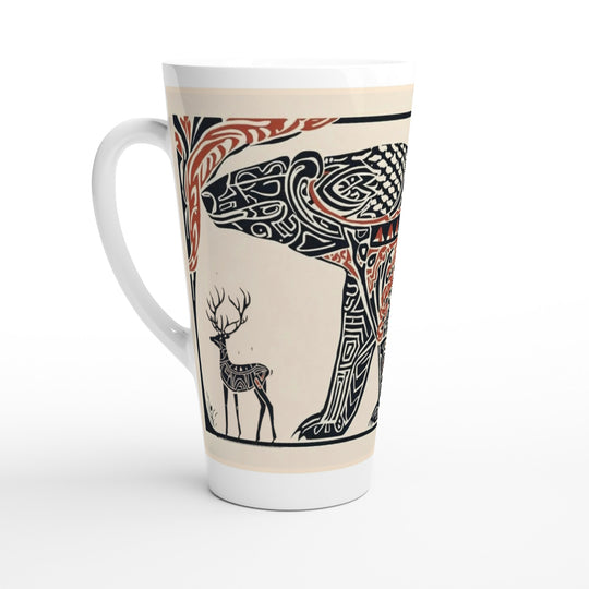 Tazas del Mundo | Arte Tribal de Groenlandia, taza alta con diseño étnico tribal inspirado en fauna del norte
